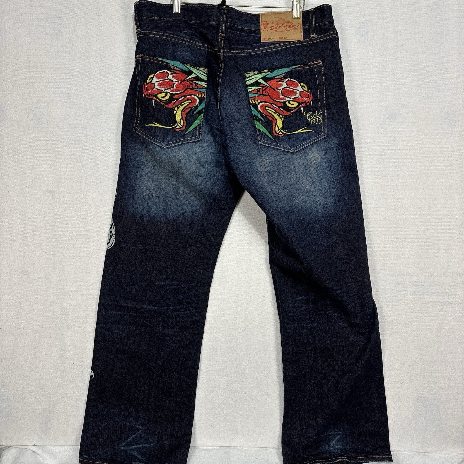 Ed Hardy Jeans 36x34 Christian Audigier Snake Tattoo Art Y2k Grunge Skater 2007